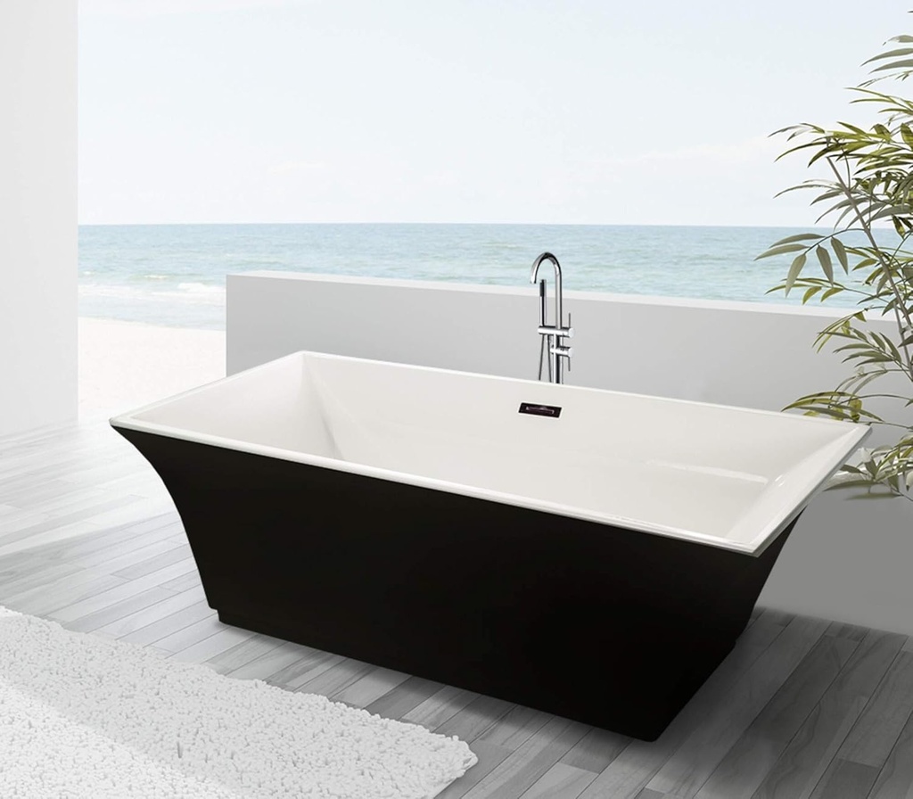Fine Fixtures Sanctuary Freestanding Bathtub Black With Drain Included