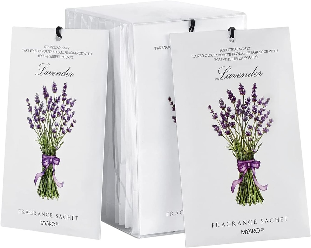 MYARO 12 Packs Lavender Scented Sachets Air Freshener for Drawer and Closet, Long-Lasting Sachet Bag Room Car Odor Deodorizer Fresh Scent Home Fragrance