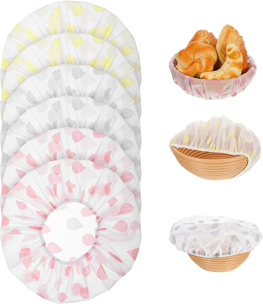 6PCS Reusable Bowl Covers for Bread Proofing, Adjustable Elastic Bowl Covers EVA Bread Proofing Cover Food Storage 10.6 Inch Stretchable Cover for Kitchen Baking Salad Sourdough Rising