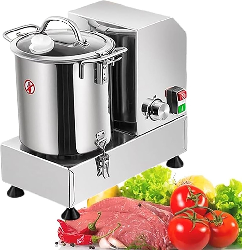 Professional Food Processor, Commercial Meat and Vegetable Blender,Stainless Steel Food Shredder, Electric Food Cutter for Fruit Vegetable Garlic(6L)