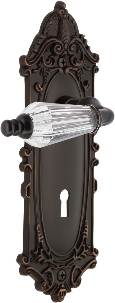 Nostalgic Warehouse Victorian Plate with Keyhole Parlor Lever, Privacy - 2.375", Timeless Bronze