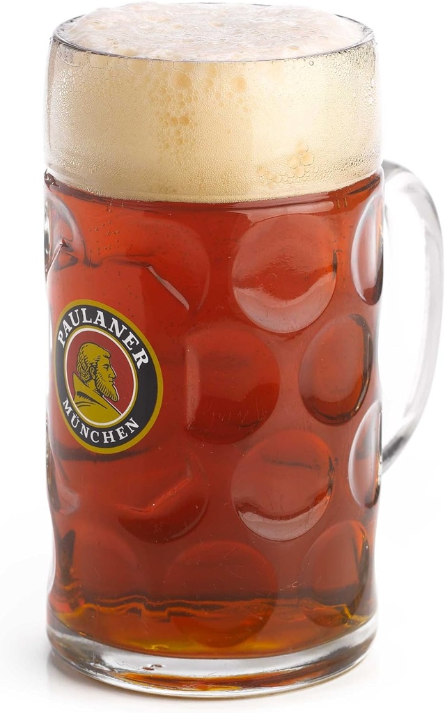 Paulaner Dimpled Isar Beer Mug - 1 Liter Mass Krug