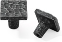 Hammered Cabinet Knobs 10 Pack Antique Black Cabinet Knobs Rustic Black Iron Square Knobs, Handles for Kitchen Cabinet Doors, Dresser Drawers, Bathroom Vanity.