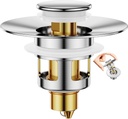 Bathroom Sink Stopper, Bath Universa Sink Drain Strainer 10,000 Pop-up Test 2 in 1 Fast Drain Anti-Clog Strainer Sink Drain Plug