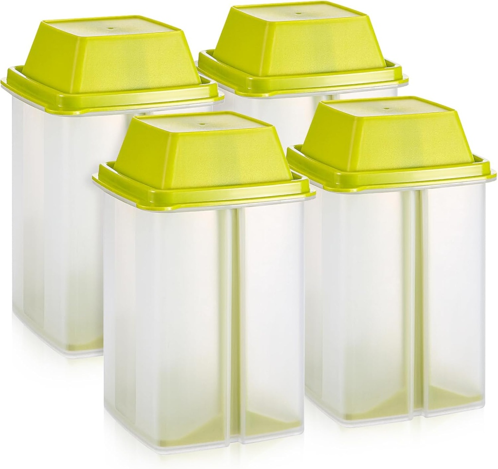 4Pcs Jalapeno Pickle Container with Strainers, Green Pickle Containers Square Dispenser Free Storage of Condiment Food Pickle Holder with Easy to Open Lid Design for Pickled Food Kitchen Tools