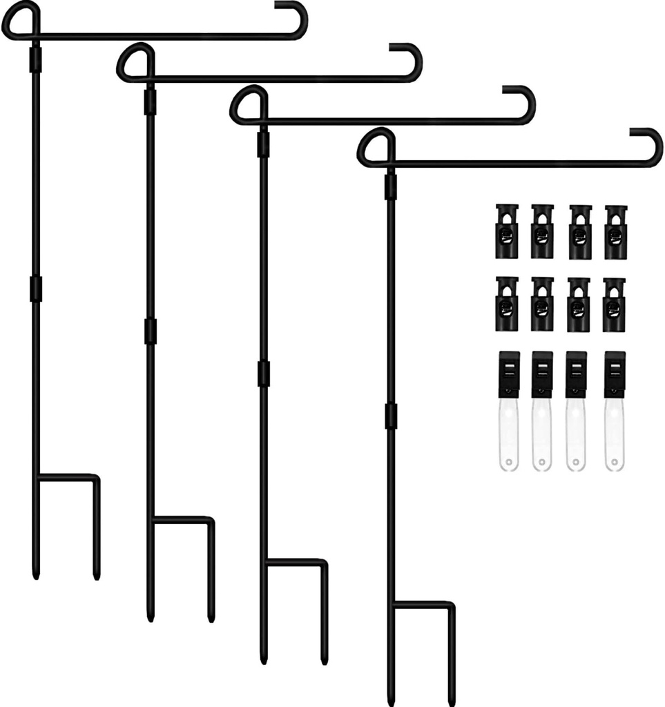 Garden Flag Holder Stand-4 Pack Garden Flag Pole 13.5" Width Premium Lawn Flag Pole Holder with Anti-Wind Clip for Outdoor Garden Lawn