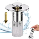 Bathroom Sink Drain Strainer, Pop Up Sink Drain Filter with Removable Stainless Steel Filter Basket Hair Catcher, Universal Stainless Bathroom Sink Drain Stopper Replacement (1 Pcs)