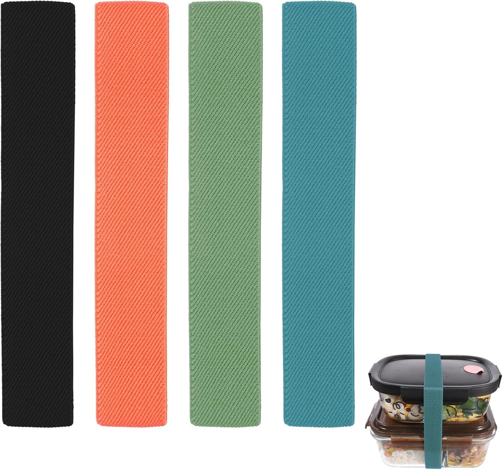 Elastic Cinch Straps, 4PCS Bento Box Elastic Belt Lunch Box Fixing Band Bento Boxes Replacement Bands for Office Classroom Picnic Camping Outdoors Meals Meal Plan Containers