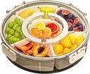 Divided Serving Tray with Lid and Handle Fruit Containers for Fridge Snack Box Container Divided Storage Box for Platters for Serving Food Outdoor Party Snack Cracker and Spice Organizer