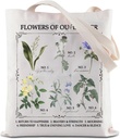 ZJXHPO Bookish Flower Chart Tote Bag Flowers Of TV Reusable Grocery Shopping Bag Dark Academia Handbag