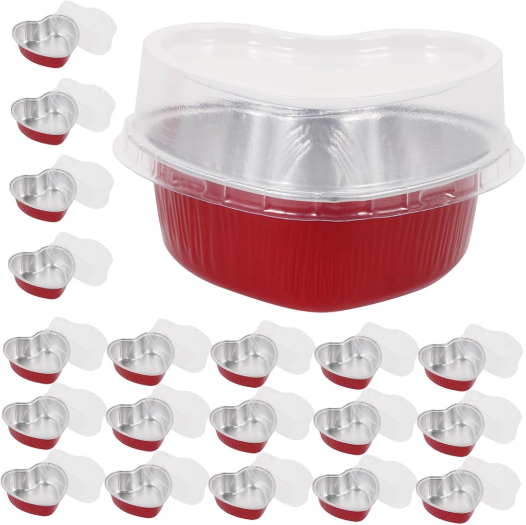 20Pcs Clear Heart Shaped Cake Boxes with Lids Portable Bakery Container Lightweight Holder for Cakes Cupcakes and Snacks Home Use