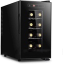 Wine Cabinet Refrigerator Black Freestanding Countertop Wine Cellar Cooler,8 Bottle Cooler Refrigerator with Lock Digital Temperature Control with Glass Door,Horiz
