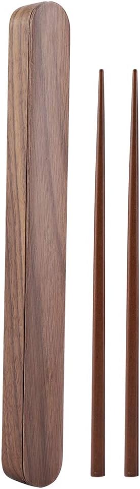 Portable Black Walnut Wooden Chopstick Box Set,Reusable Chopsticks, Eco Friendly Wooden Chopsticks Set, Suitable for School Office Camping Picnic Lunch, Wooden Chopsticks Set Chopsticks with Case