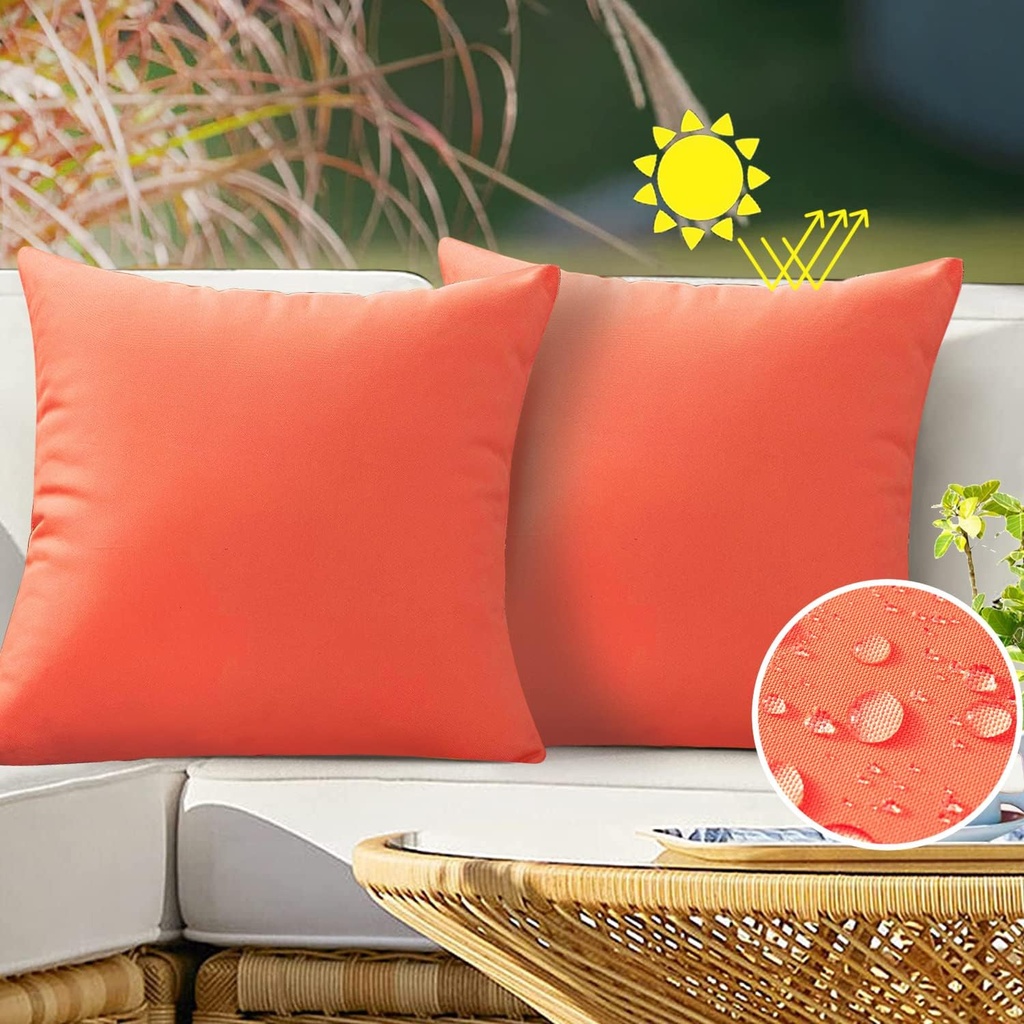 VAKADO Outdoor Waterproof Throw Pillow Covers 24X24 Set of 2 Decorative Orange Patio Furniture Cushion Cases Outside Decor for Couch Garden Bench Porch