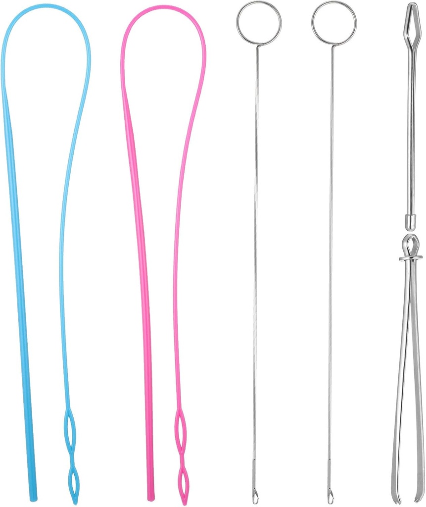 WILLBOND 6 Pcs Flexible Drawstring Threader Tool Sewing Loop Kit, Loop Turner Easy Threader Hoodie String Replacement Metal Tweezers Drawstring Puller Tool for Fabric Belt DIY Knitting Accessories