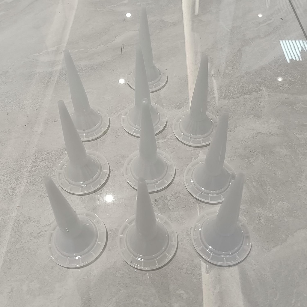 10pcs Plastic Caulking Gun extender Caulk Nozzle Tip Tool for Sausage Caulking Gun, Caulk Nozzles Applicator, Easy To Use, White