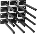 12 Pcs 8" Black Solid Steel Floating Shelf Bracket Blind Shelf Supports - Hidden Brackets for Floating Wood Shelves - Concealed Blind Shelf Support – Screws and Wall Plugs Included