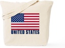 CafePress USA Flag Tote Bag Reusable Natural Beige Canvas Shopping Bag