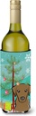 Caroline's Treasures BB1606LITERK Christmas Tree and Chocolate Labrador Wine Bottle Hugger Bottle Cooler Sleeve Hugger Machine Washable Collapsible Insulator Beverage Insulated Holder