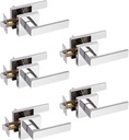Probrico 5 Pack Hall & Closet Passage Door Levers Non-Locking Polished Chrome Handleset Keyless Feature Modern Square Door Handles Interior Heavy Duty Hardware