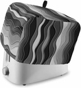 Black Stripes Toaster Cover 2 Slice, Modern Simple Greyish Gradient Lines Dustproof Bread Machine Oven Cover with Storage Pockets, Fits Most Kitchen Toasters Protector