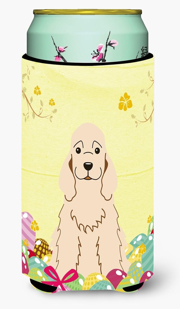 Caroline's Treasures BB6094TBC Easter Eggs Cocker Spaniel Buff Tall Boy Hugger Can Cooler Sleeve Hugger Machine Washable Drink Sleeve Hugger Collapsible Insulator Beverage Insulated Holder