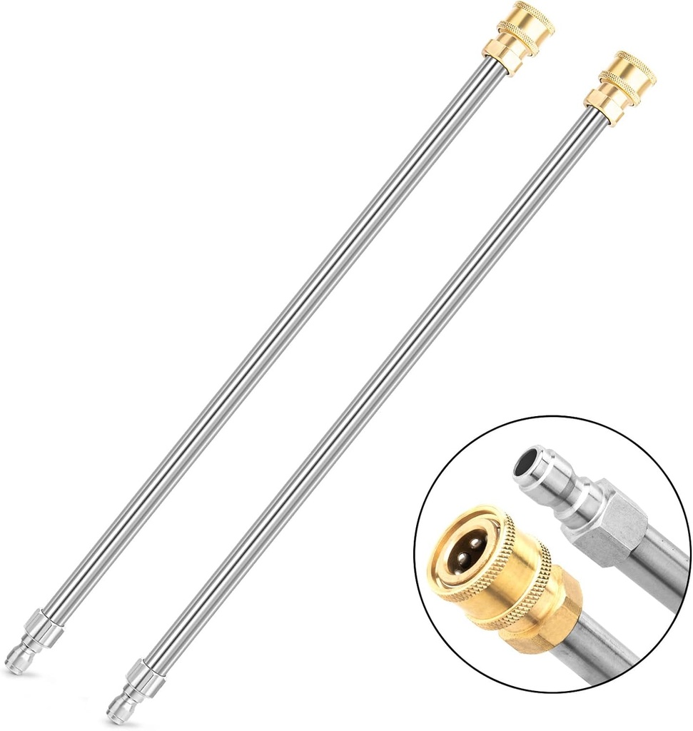 Pressure Washer Extension Wand, 2 Pack 17 Inch Stainless Steel Heavy Duty Wands with 1/4 Inch Quick Connect, Fits Most Pressure and Power Washers