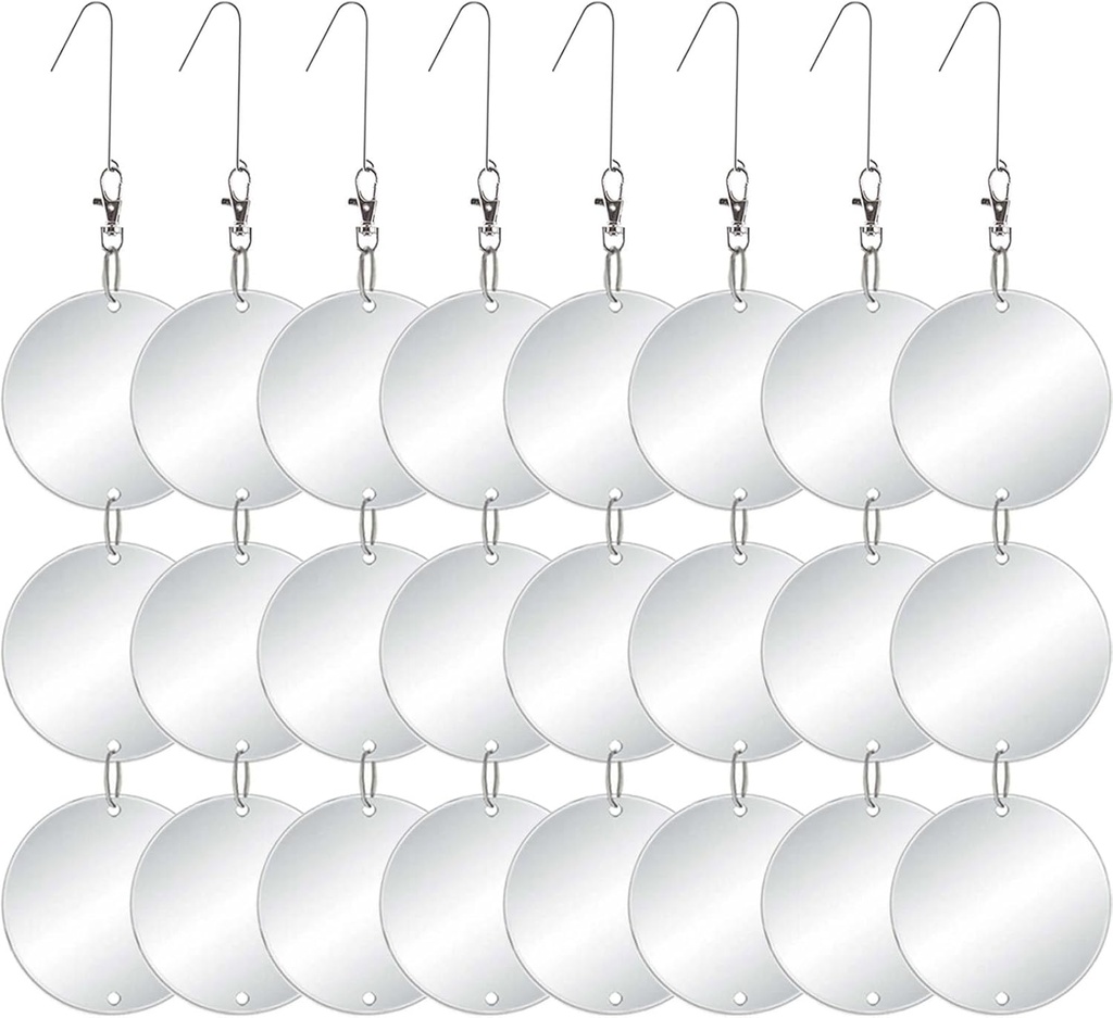 Upgraded Bird Scare Discs Set - Large 24 Discs - Highly Reflective Double-Sided Bird Reflectors Scare Devices - Better to Keep Most Birds Away Like Woodpecker and Pigeon