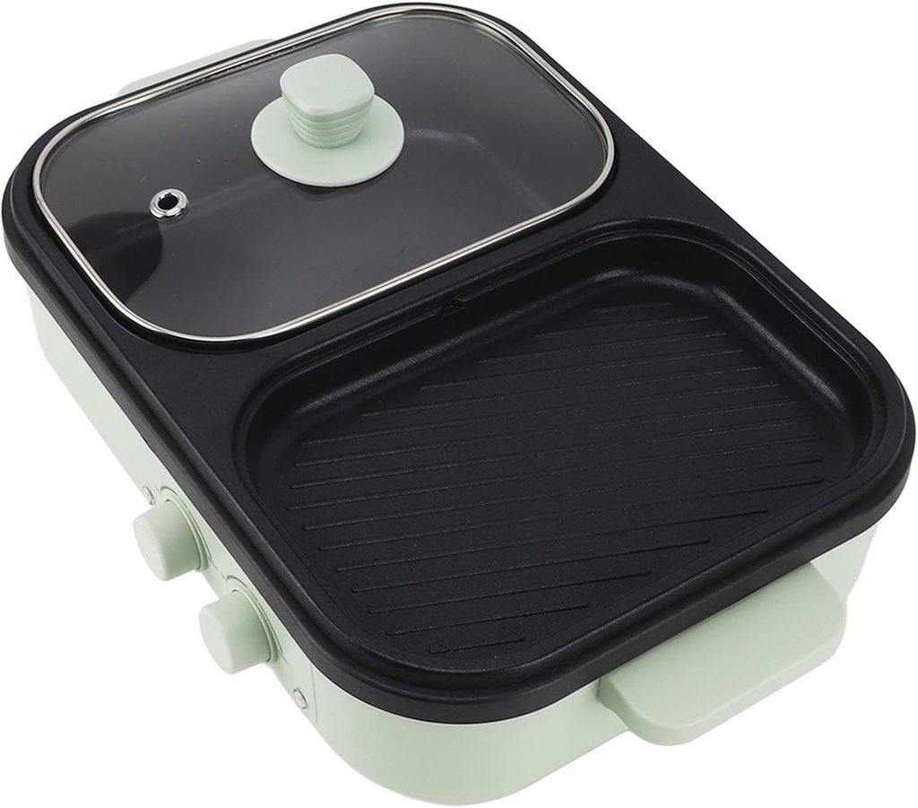 Hotpot Pot Electric, 1300W Electric Cooker Hot Pot Electric Hot Pot with Divider Non Stick Dual Sides Electric Hot Pot Frying Cooking Pot for Indoor Outdoor Use Green (US Plug