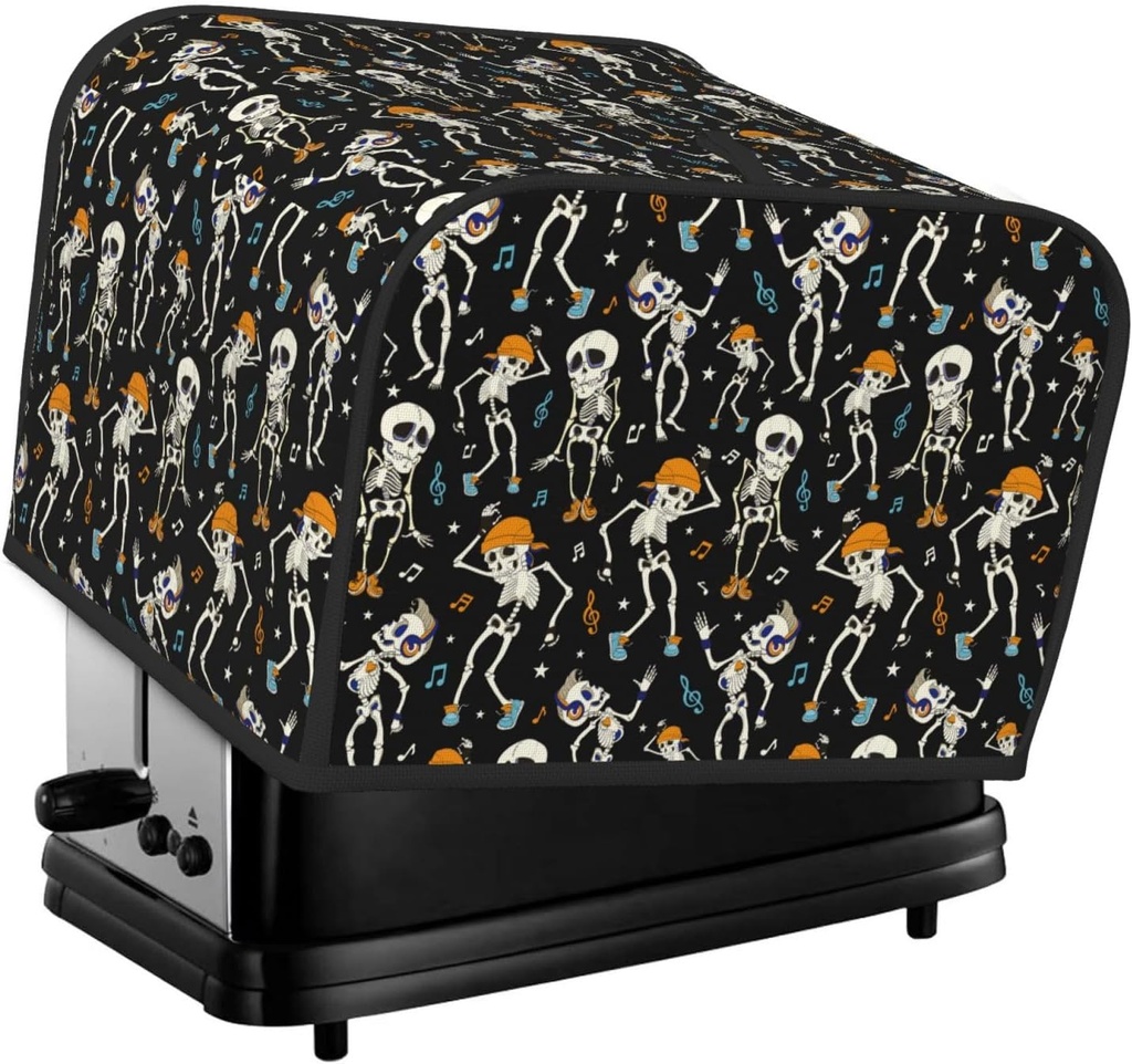 Oven Cover Kitchen Bread Machine Protector,4 Slice Toaster Cover For Home,Fingerprint Coaster Cover,Kitchen Small Appliance,Dancing Skeleton Party