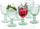 G Wine Goblets Set of 6, Glass Stemware, 10.2 oz, Light Green