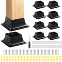 4x4 Post Base 10 Pcs, Inner Size 3.7"x3.7", Heavy Duty Powder-Coated, for Deck Railing Support Deck Base