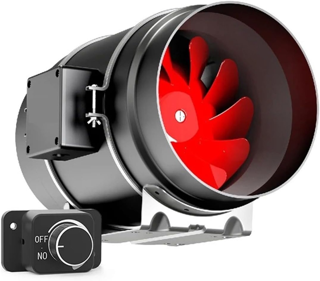 4/6/8inch Exhaust Fan Ventilation Fan Inline Duct Fan EC Fresh Air Fan with Speed Control Suitable for Homes(KC200 Rotary Switch)
