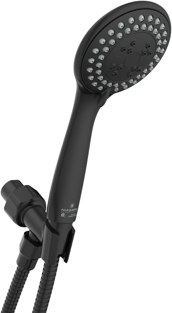 Niagara Conservation N9715MB-HH Vara Spa II 3-Spray with 1.5 GPM Wall Mount Handheld Shower Head in Matte Black, 1-Pack | Bathroom Shower Head Sprayer with Pressure Compensation Technology