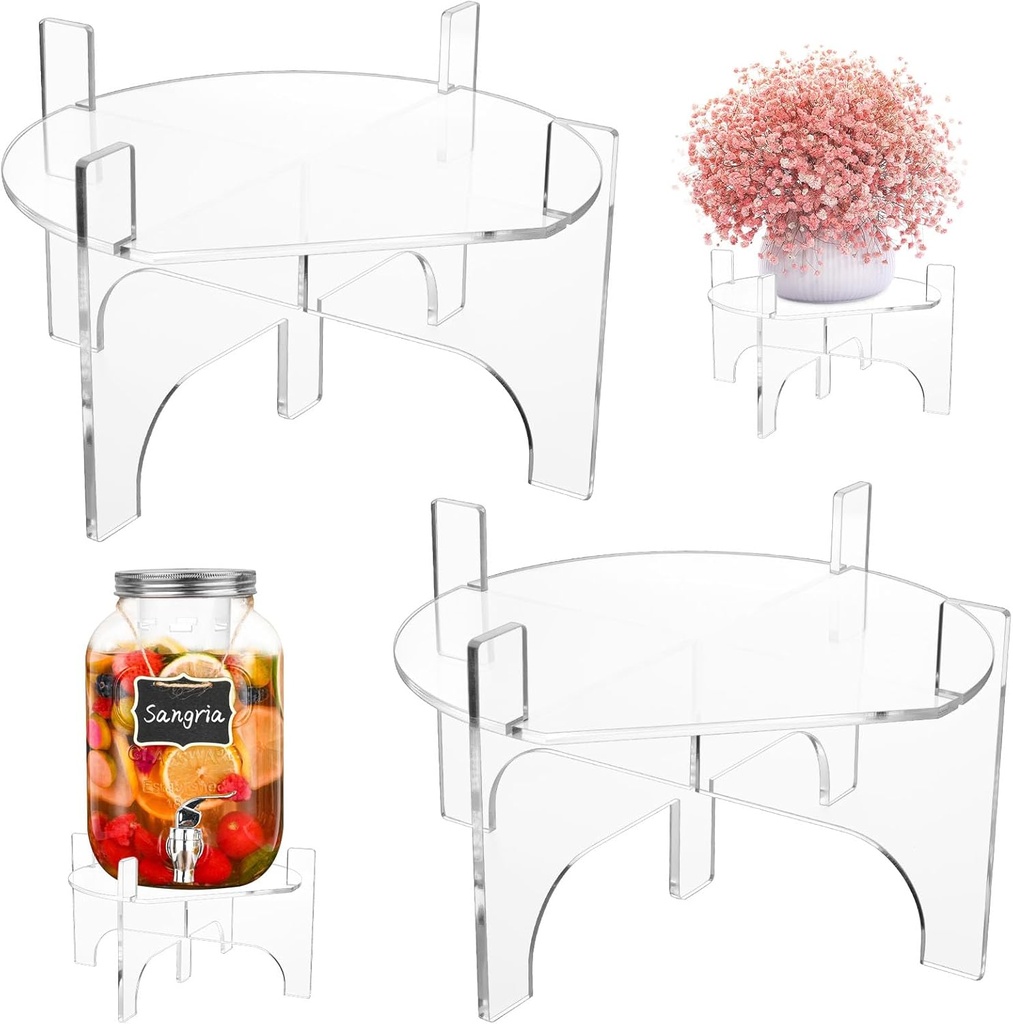 2Pcs Acrylic Drink Dispenser Stand, Beverage Dispenser Holder Fit Max 7.8 Inch Diameter of Glass Drink Dispenser, Plant Stands Water Dispenser Stand for Home Party Bar - Interlocking Design