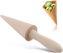 Ice Cream Cone Molds, Reusable Wooden Waffle Cones Pizzelle Roller Egg Roll DIY Mold for Kitchen Cooking and Baking