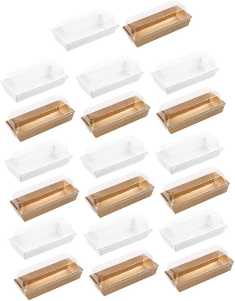 20pcs Disposable Paper Baking Boxes with Lids Top Food Containers for Cupcakes Cookies and Desserts Kraft and White Cardboard for Parties and Events