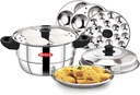 Idli Maker Stainless Steel Idli Cooker, Idli Steamer, Idly Pot, Dhokla Maker and Mini Idli Plate (Silver, 12 Idli 5 Plate Idli Kadai), 15 Litres