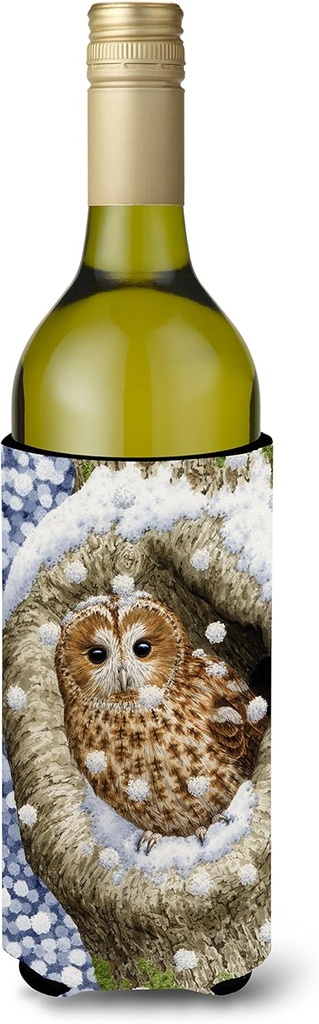 Caroline's Treasures ASA2060LITERK Tawny Owl in The Tree Wine Bottle Hugger Bottle Cooler Sleeve Hugger Machine Washable Collapsible Insulator Beverage Insulated Holder