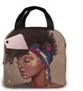 African American Black Girl Lunch Bag Compact Tote Bag Reusable Lunch Box Container For Women Men School Office Work