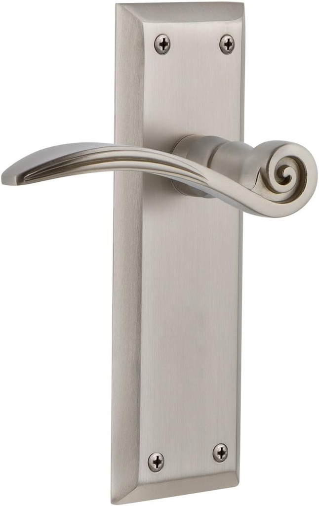 Nostalgic Warehouse New York Plate Passage Swan Lever in Satin Nickel