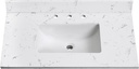 36"x22" Engineered Stone Bathroom Vanity Top with Rectangular Undermount Ceramic Middle Sink, 8 Inch Faucet Hole Spread with Backsplash Bathroom Vanity Sink Top (Cabinet Not Included)