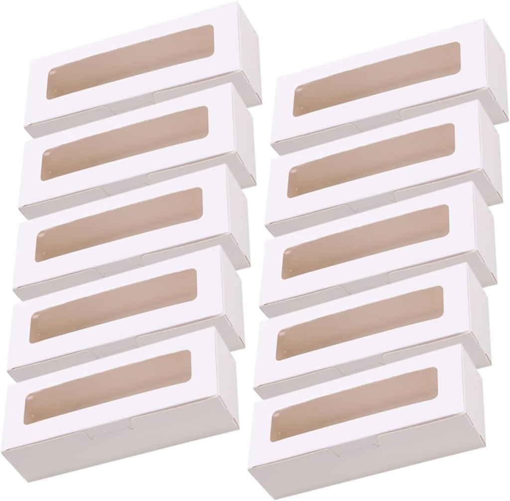 DECHOUS Rectangle Cake Boxes Window 20pcs Mung Bean Cake Packaging Boxes for Egg Tart Cupcake Mousse