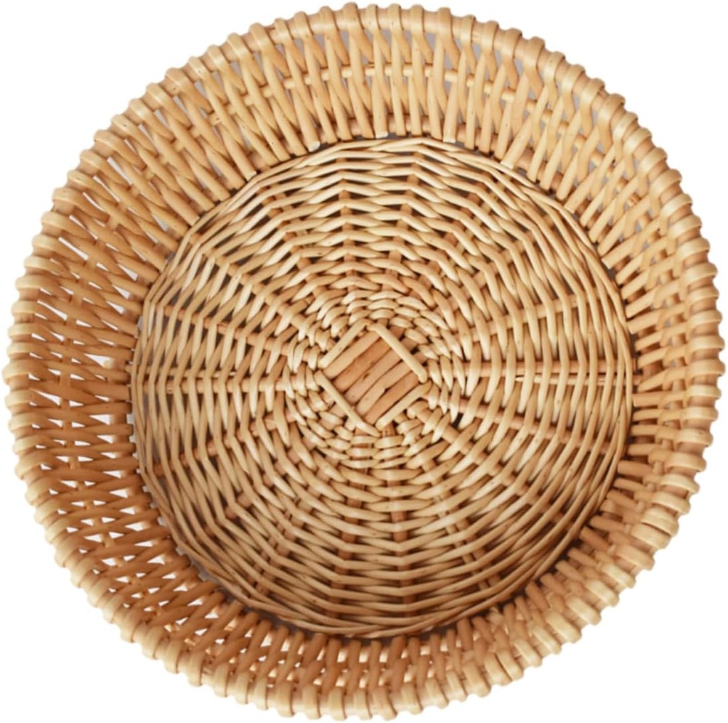 Woven Food Storage Basket Decorative Rattan Fruit and Bread Basket for Kitchen Organization Vintage Style Pastry and Snack Holder Handcrafted Woven Storage Box