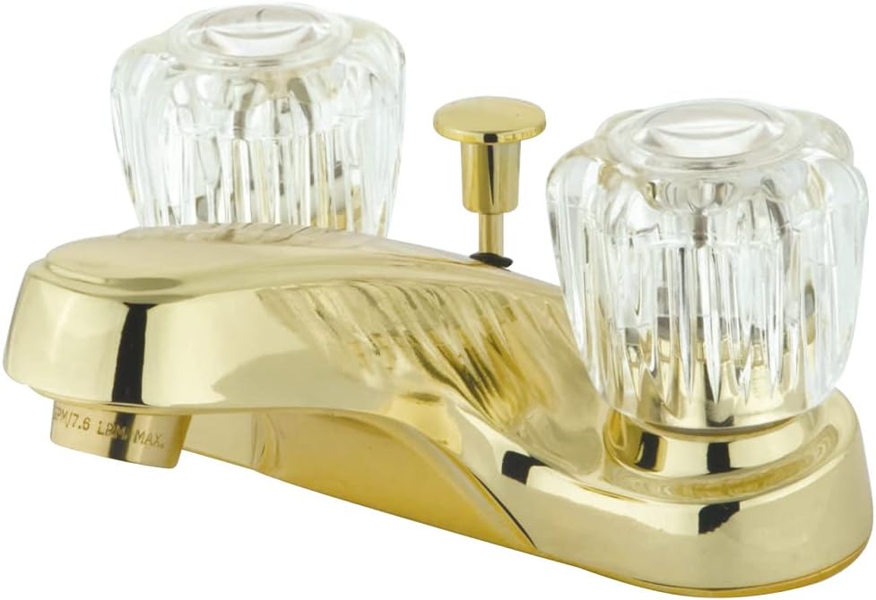 Kingston Brass KB162 Americana Center Set Bathroom Faucet with ABS Pop-Up Drain, 4", Polished Brass