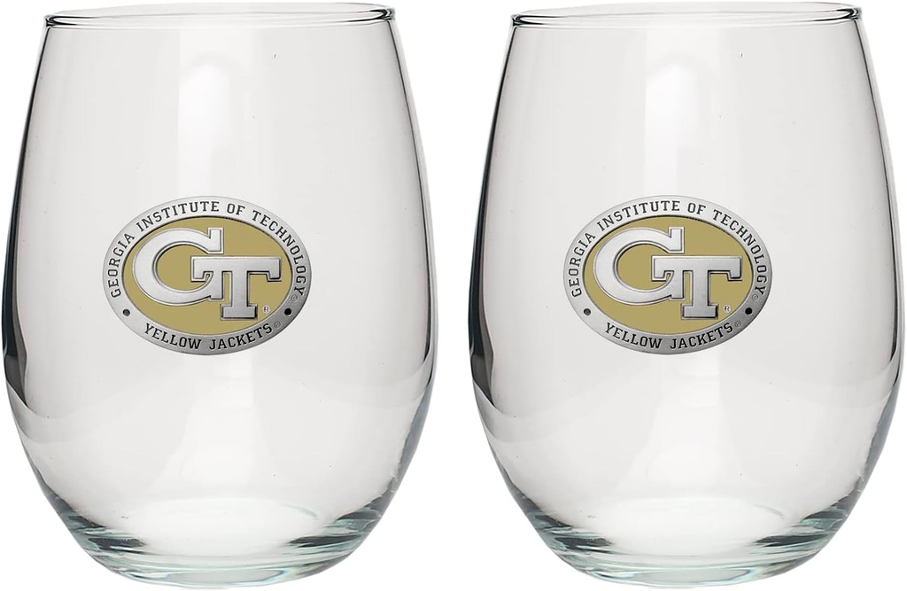 Heritage Pewter Georgia Tech Stemless Glass Goblets – Set of 2 | 15 OZ Goblet Wine Glasses | Expertly Crafted Pewter Glass