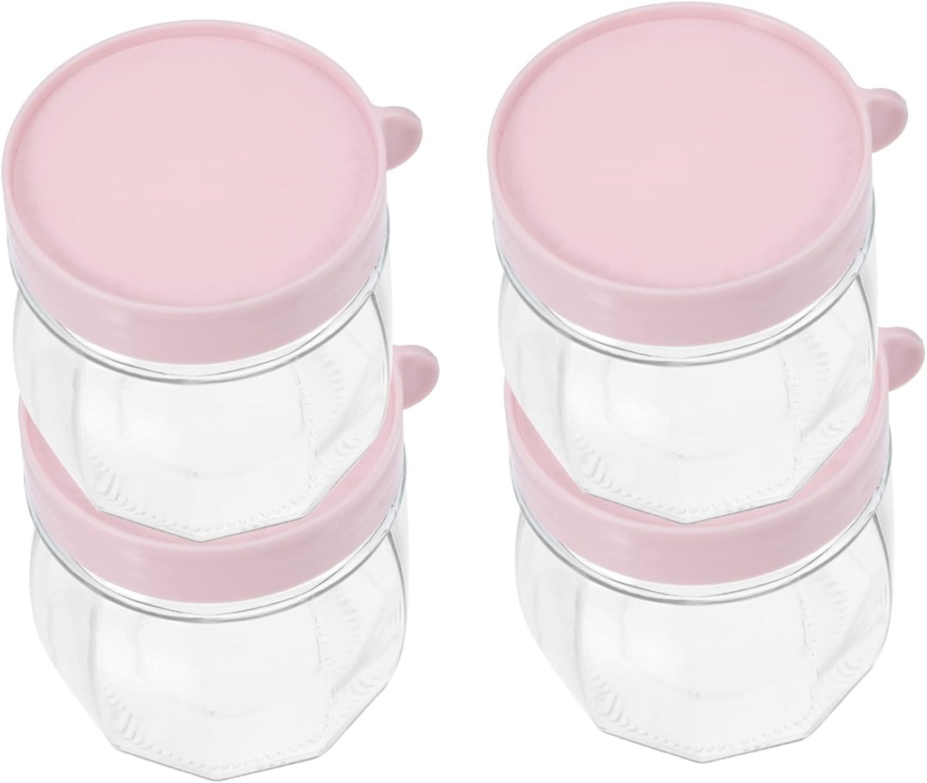 4pcs Glass Snack Storage Jar Airtight Lid for Candy Tea Cookies Canisters