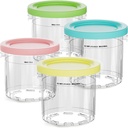 Containers Replacement for Ninja Creami Pints and Lids - 4 Pack, 16 oz cups Compatible with Ninja NC301 NC300 NC299AMZ Series Ice Cream Maker, Color Lids, BPA-Free (Blue&Pink&Green&Yellow)