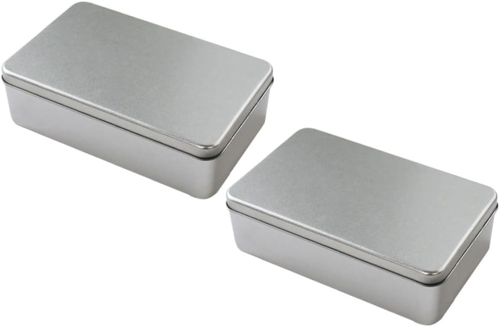 KICHOUSE 2pcs Frosted Tinplate Food Storage Boxes Airtight Cookie and Candy Containers Versatile Packing Boxes for Crafts and Treats Silver