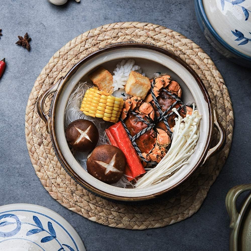 Ceramic Hot Pot Casserole,Bank Earthenware Clay Pot,Round Casserole Dish,Heat-resistant Soup Pot,Health Slow Cooker For Stewing Rice B 1.6l